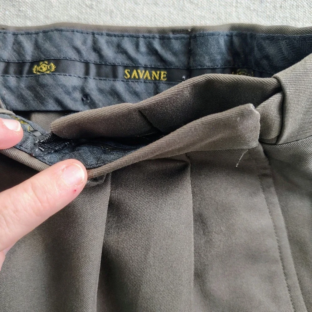 Savane Mens 34W x 32L Comfort Plus Pleated Cuffed Pants Birch Brown Gorpcore